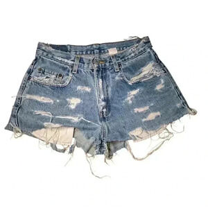Levis 569 Womens Jean Cut-off Shorts Light Wash Fringed Whiskered 29x28 Label